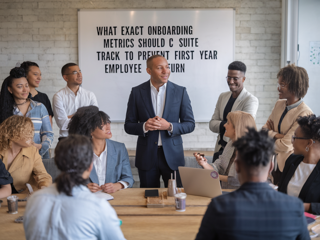 What exact onboarding metrics should c-suite track to prevent first-year employee churn?