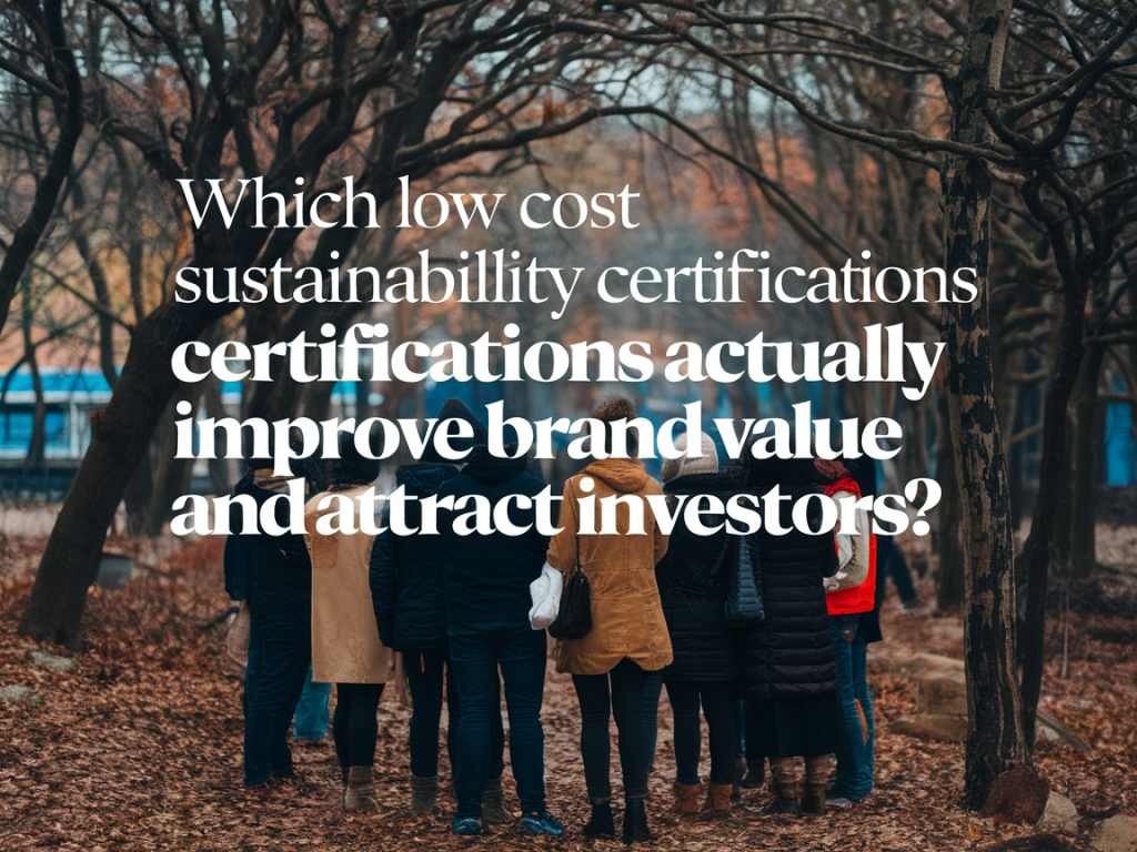 Which low-cost sustainability certifications actually improve brand value and attract investors?