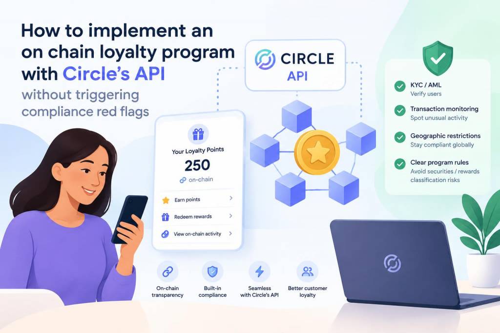 How to implement an on-chain loyalty program with circle's api without triggering compliance red flags
