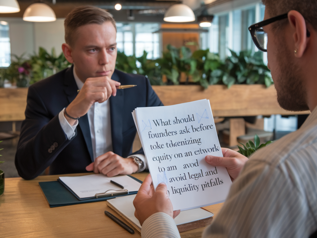 What should founders ask before tokenizing equity on an evm network to avoid legal and liquidity pitfalls